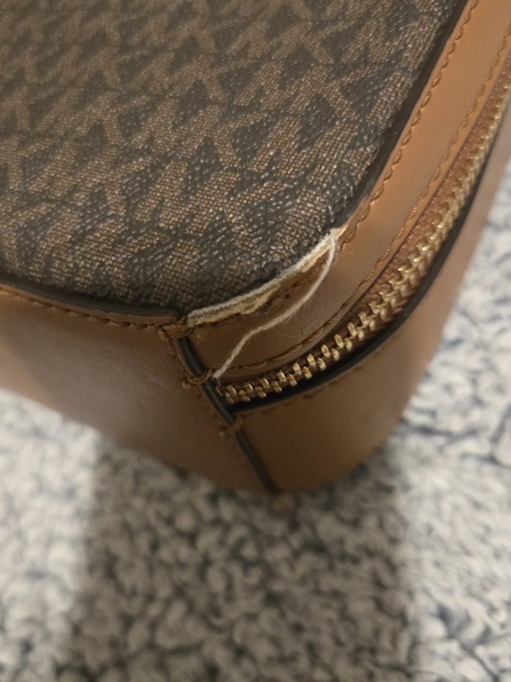 Michael Kors Dark Brown MK Logo Messenger Bag with Gold Hardware
